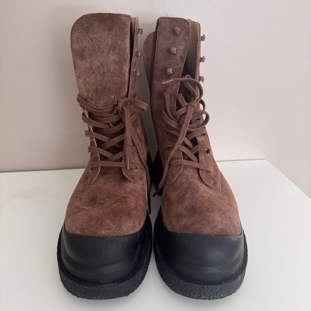 Stuart Weitzman Charli Lace-Up Sportlift Bootie Brown Suede Size EU 39 US 8.5 - Picture 3 of 9